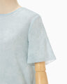 Floral Jacquard Sheer Short Sleeve Knit Top - blue