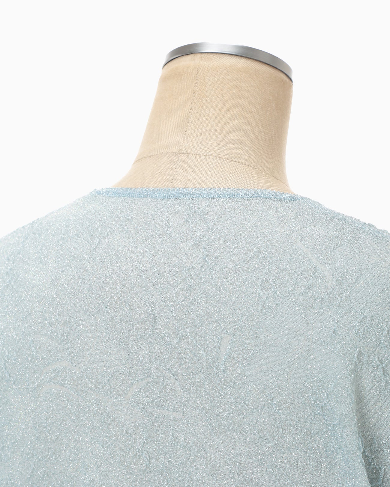 Floral Jacquard Sheer Short Sleeve Knit Top - blue - Mame Kurogouchi