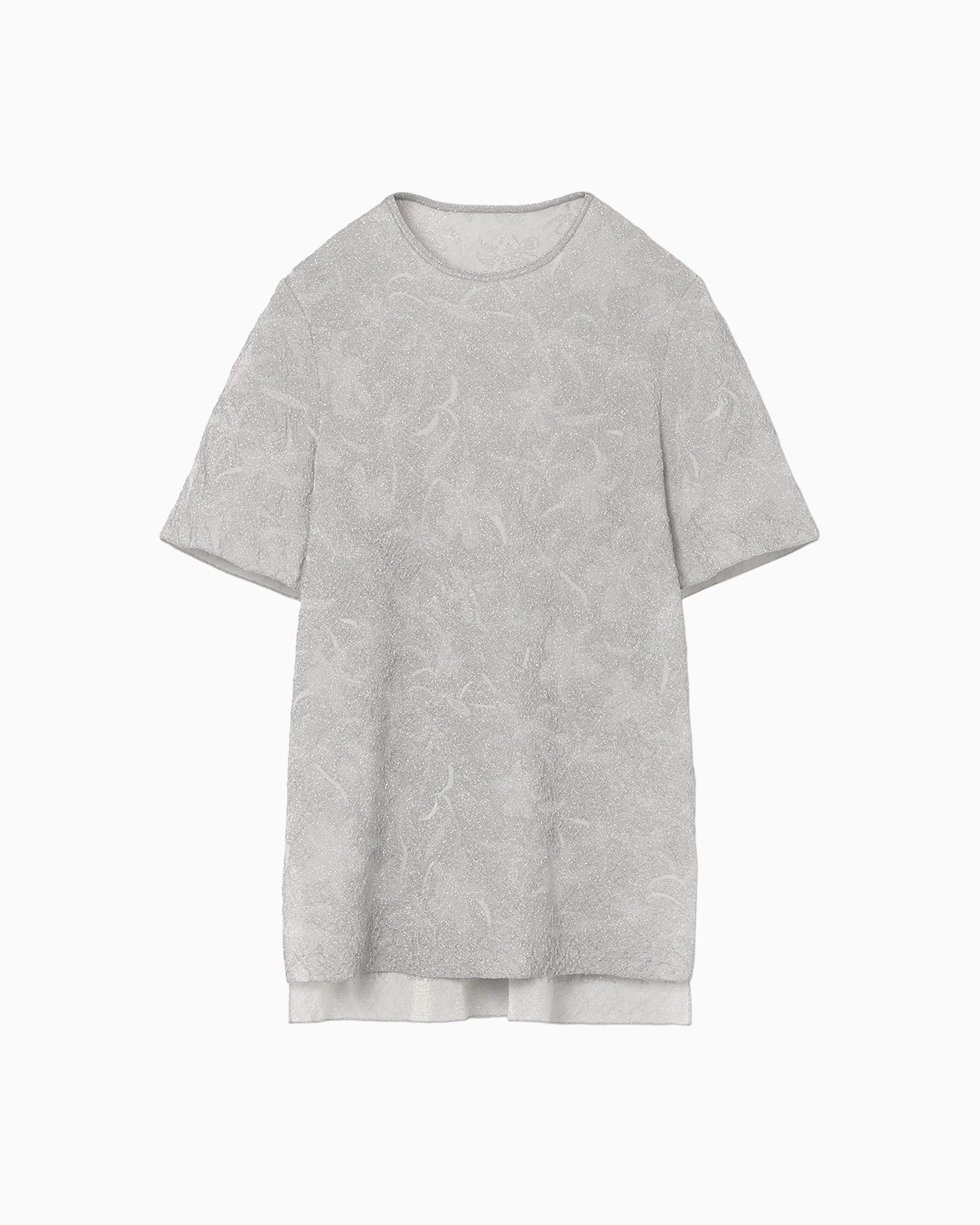 Floral Jacquard Sheer Short Sleeve Knit Top - grey - Mame Kurogouchi