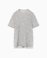 Floral Jacquard Sheer Short Sleeve Knit Top - grey