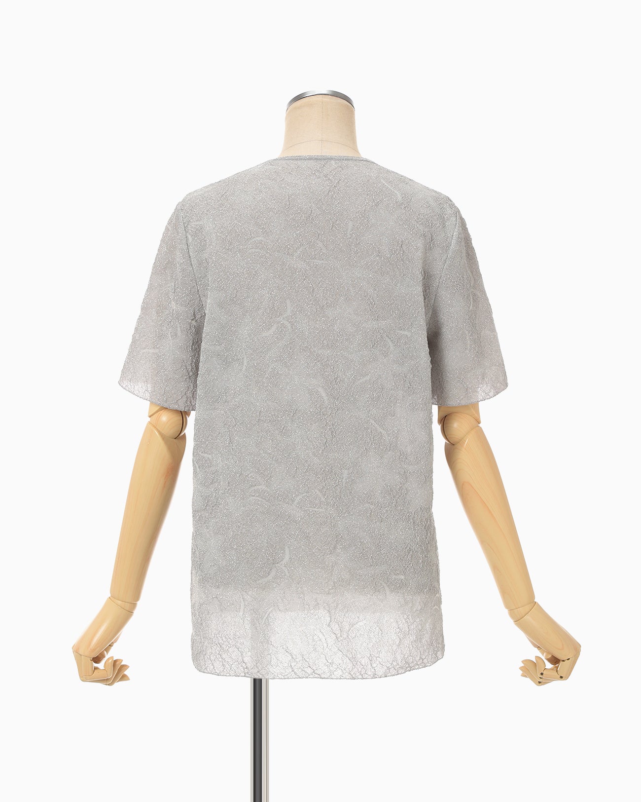 Floral Jacquard Sheer Short Sleeve Knit Top - grey - Mame Kurogouchi
