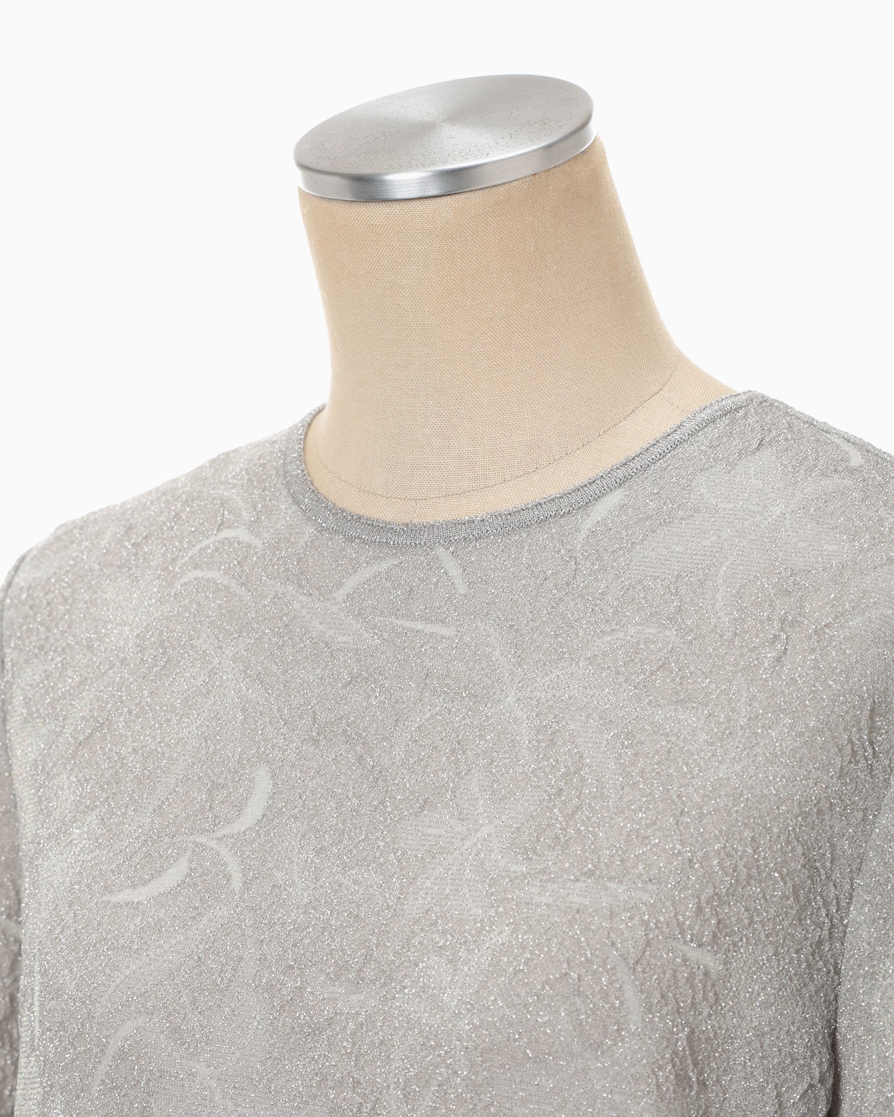 mame 刺繍T mamekuroguchi Floral Jacquard Sheer Short Sleeve Knit Top - blue - Mame Kurogouchi