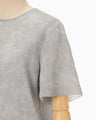 Floral Jacquard Sheer Short Sleeve Knit Top - grey