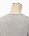 Floral Jacquard Sheer Short Sleeve Knit Top - grey