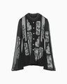 Multi-Pattern Knit Cardigan - black