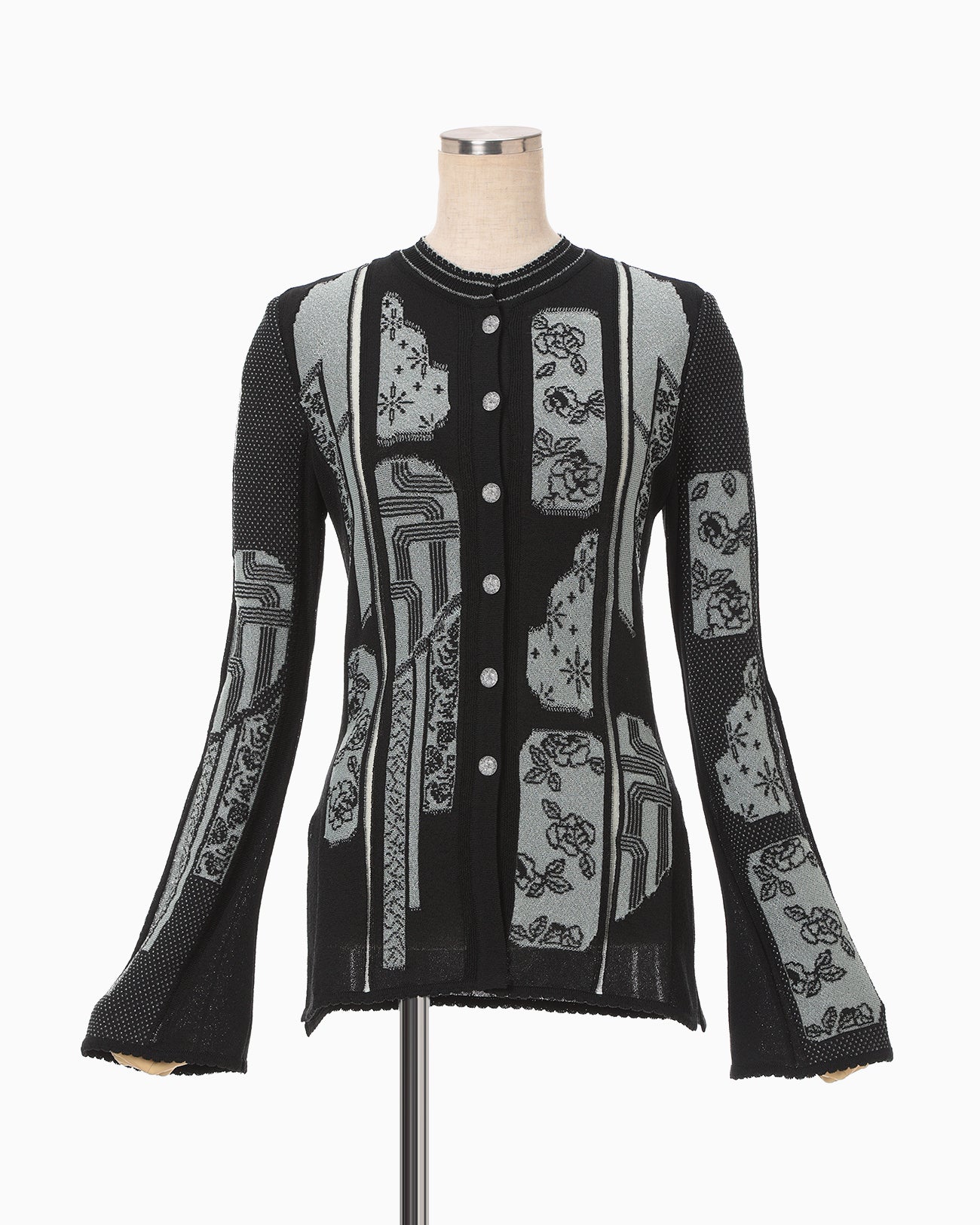☆mame kurogouchi ニットカーディガン☆ Multi-Pattern Knit Cardigan - black - Mame Kurogouchi