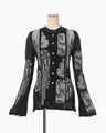 Multi-Pattern Knit Cardigan - black