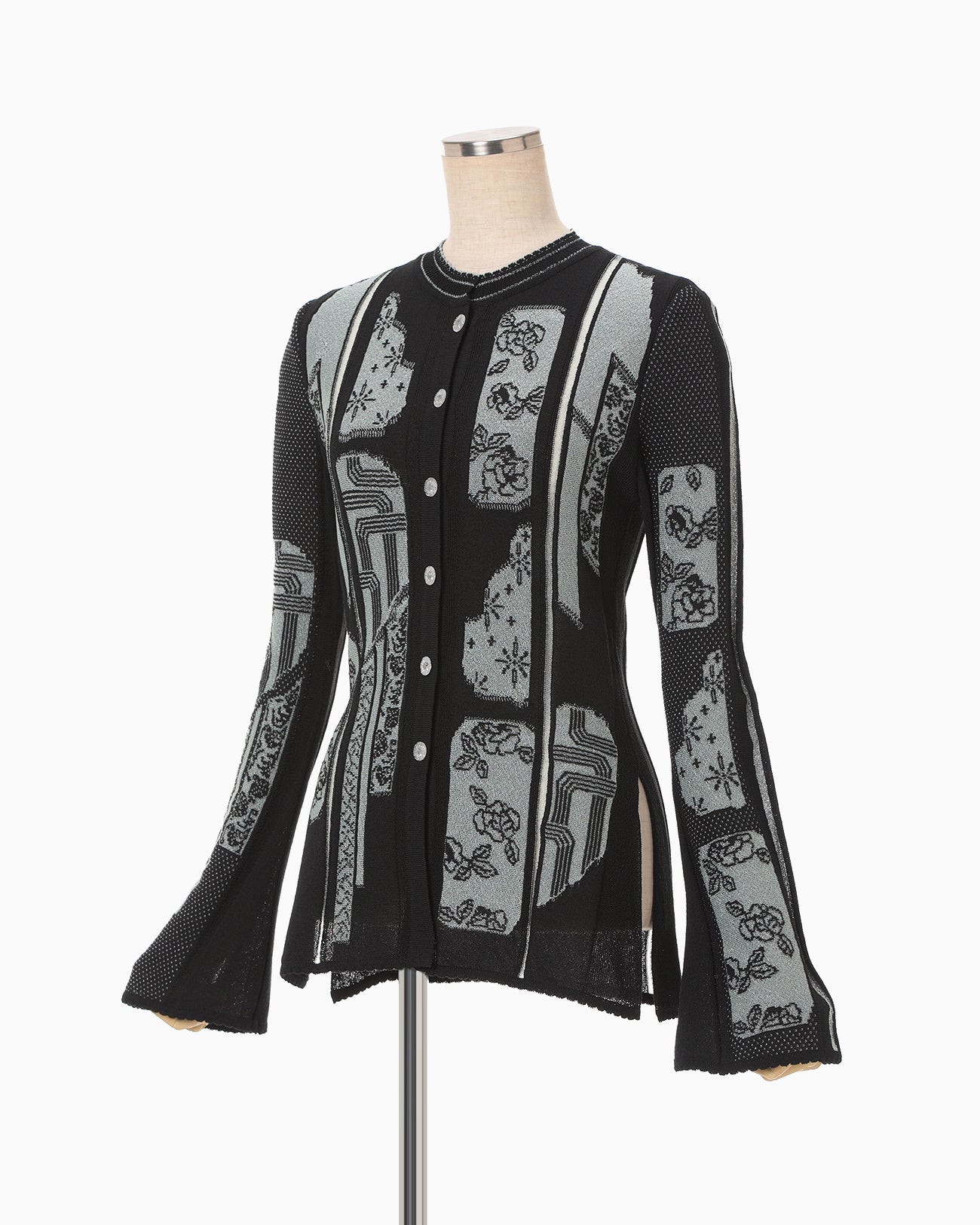 Multi-Pattern Knit Cardigan - black - Mame Kurogouchi