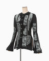 Multi-Pattern Knit Cardigan - black