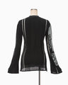 Multi-Pattern Knit Cardigan - black