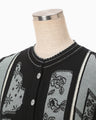Multi-Pattern Knit Cardigan - black