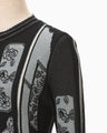 Multi-Pattern Knit Cardigan - black
