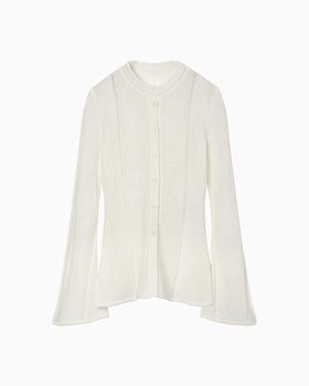 Multi-Pattern Knit Cardigan - white