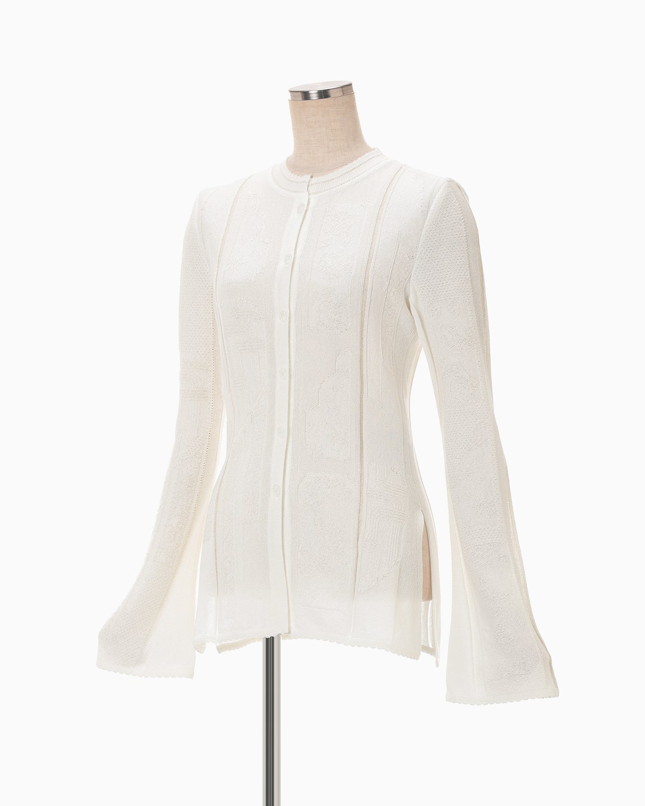 Multi-Pattern Knit Cardigan - white - Mame Kurogouchi
