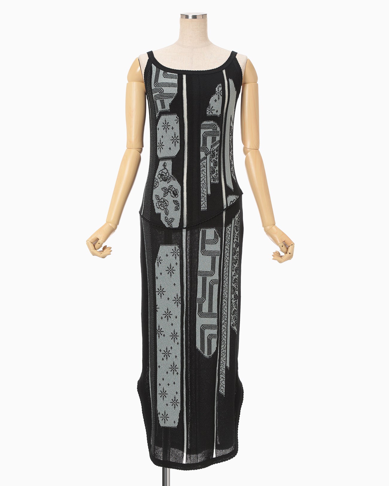 Multi-Pattern Knit Dress - black - Mame Kurogouchi