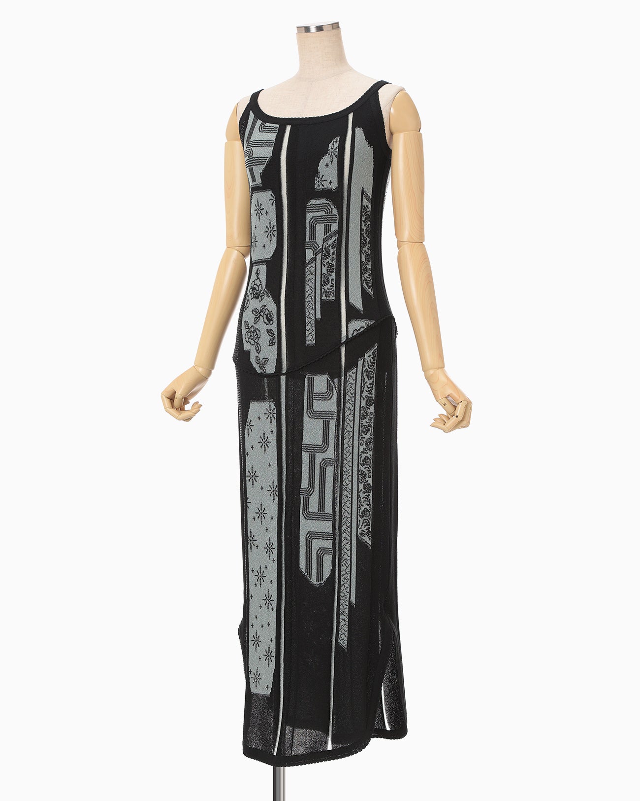 Multi-Pattern Knit Dress - black - Mame Kurogouchi