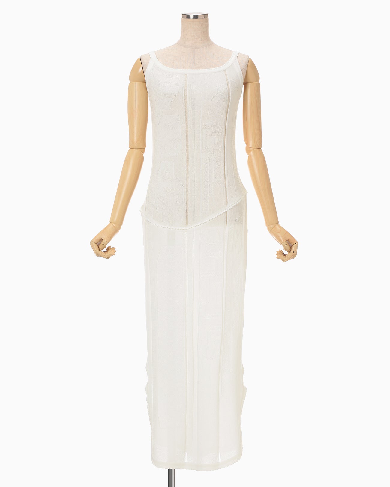 Multi-Pattern Knit Dress - white - Mame Kurogouchi