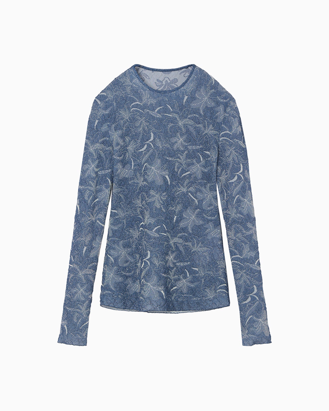 【新品タグ有】マメクロゴウチ フローラルジャカードシアーニットトップ ブルー 1 Floral Jacquard Sheer Knit Top - navy - Mame Kurogouchi