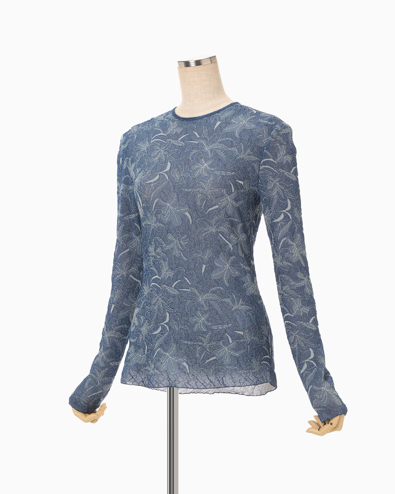 Floral Jacquard Sheer Knit Top - navy - Mame Kurogouchi