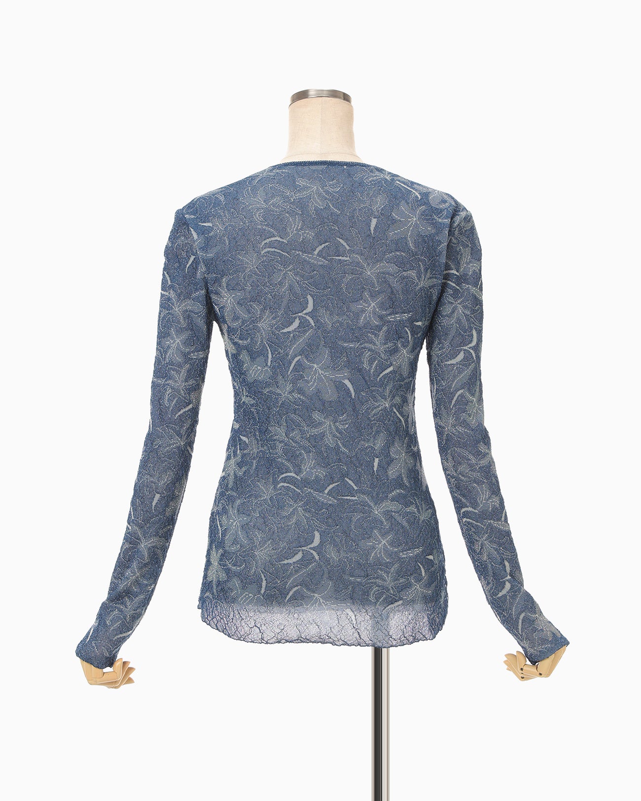 Floral Jacquard Sheer Knit Top - navy - Mame Kurogouchi