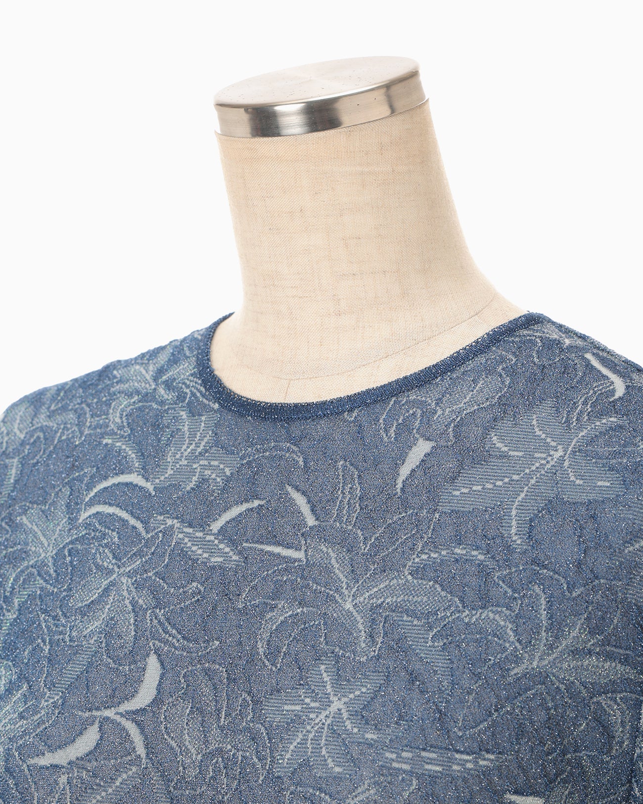 Floral Jacquard Sheer Knit Top - navy - Mame Kurogouchi