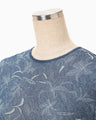 Floral Jacquard Sheer Knit Top - navy