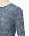 Floral Jacquard Sheer Knit Top - navy