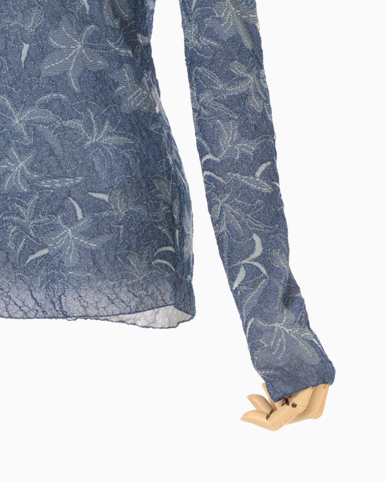Floral Jacquard Sheer Knit Top - navy - Mame Kurogouchi