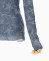 Floral Jacquard Sheer Knit Top - navy