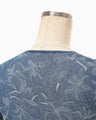 Floral Jacquard Sheer Knit Top - navy