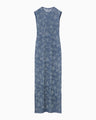 Floral Jacquard Sheer Knit Dress - navy