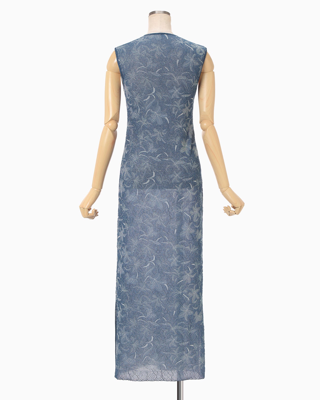 Floral Jacquard Sheer Knit Dress - navy - Mame Kurogouchi