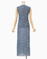 Floral Jacquard Sheer Knit Dress - navy