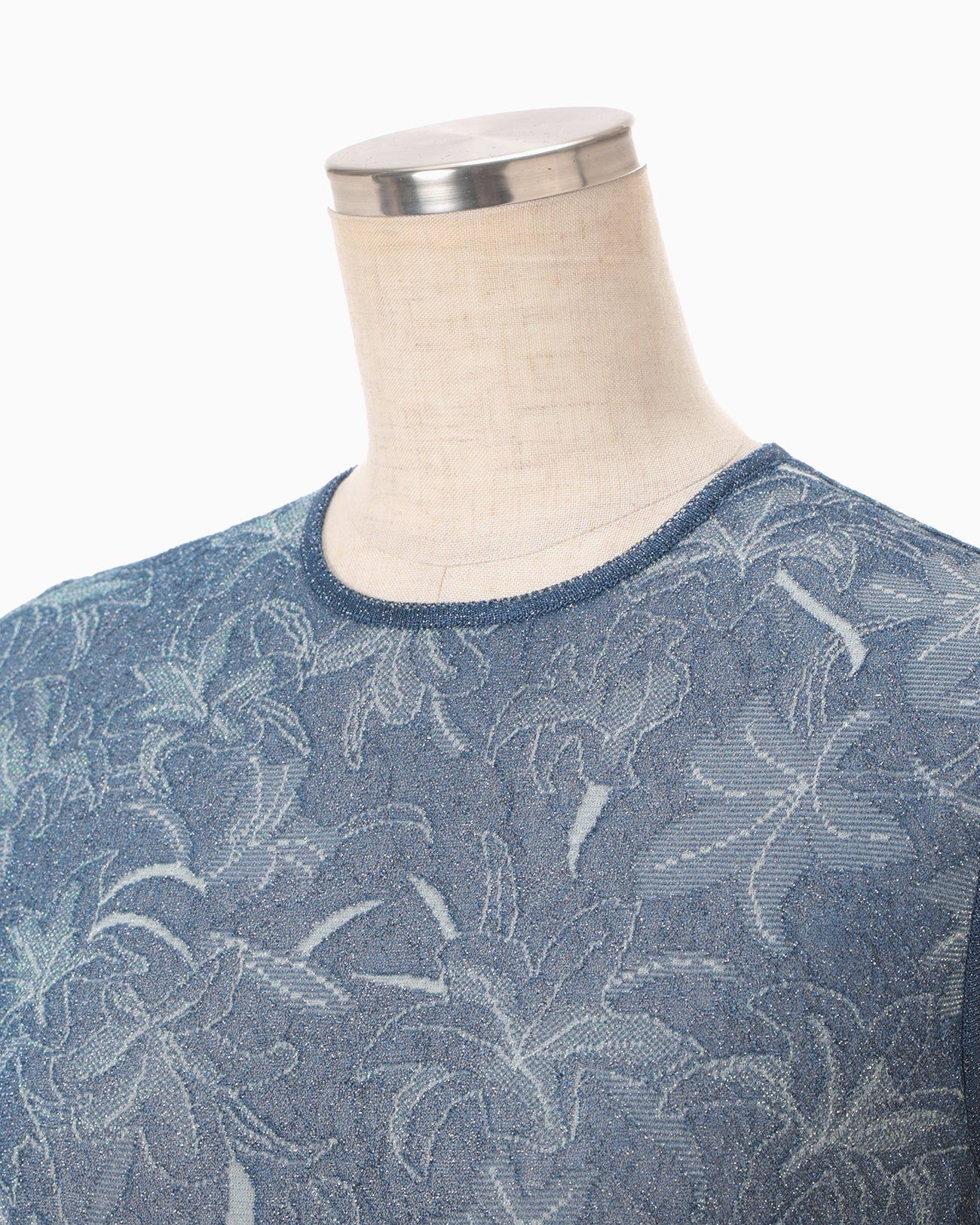 Floral Jacquard Sheer Knit Dress - navy - Mame Kurogouchi