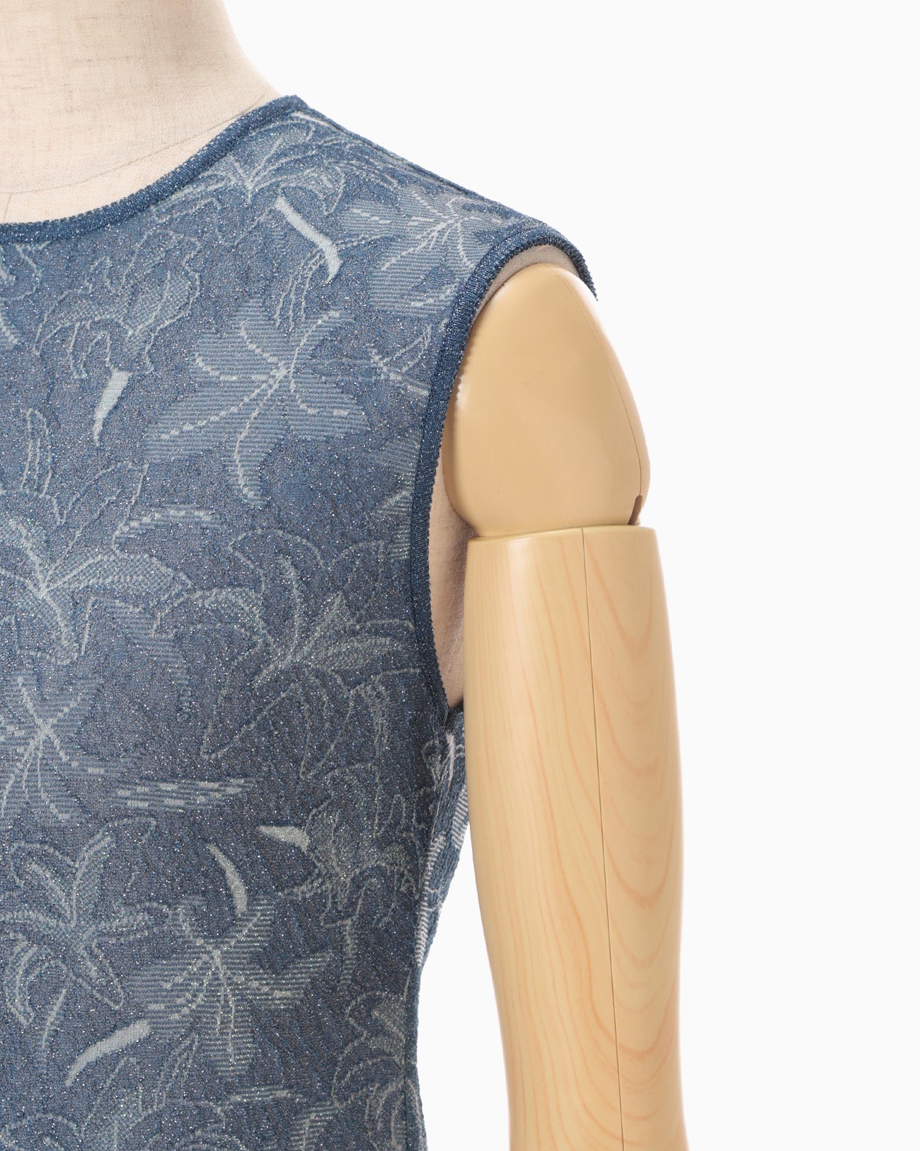 Floral Jacquard Sheer Knit Dress - navy - Mame Kurogouchi