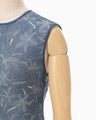 Floral Jacquard Sheer Knit Dress - navy