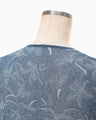 Floral Jacquard Sheer Knit Dress - navy