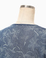 Floral Jacquard Sheer Short Sleeve Knit Top - navy