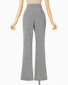 Floral Jacquard Flare Trousers - grey