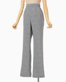 Floral Jacquard Flare Trousers - grey