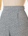 Floral Jacquard Flare Trousers - grey