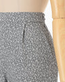 Floral Jacquard Flare Trousers - grey