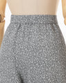 Floral Jacquard Flare Trousers - grey
