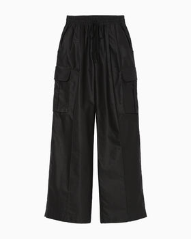 Cotton High Waisted Cargo Trousers - black