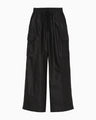 Cotton High Waisted Cargo Trousers - black