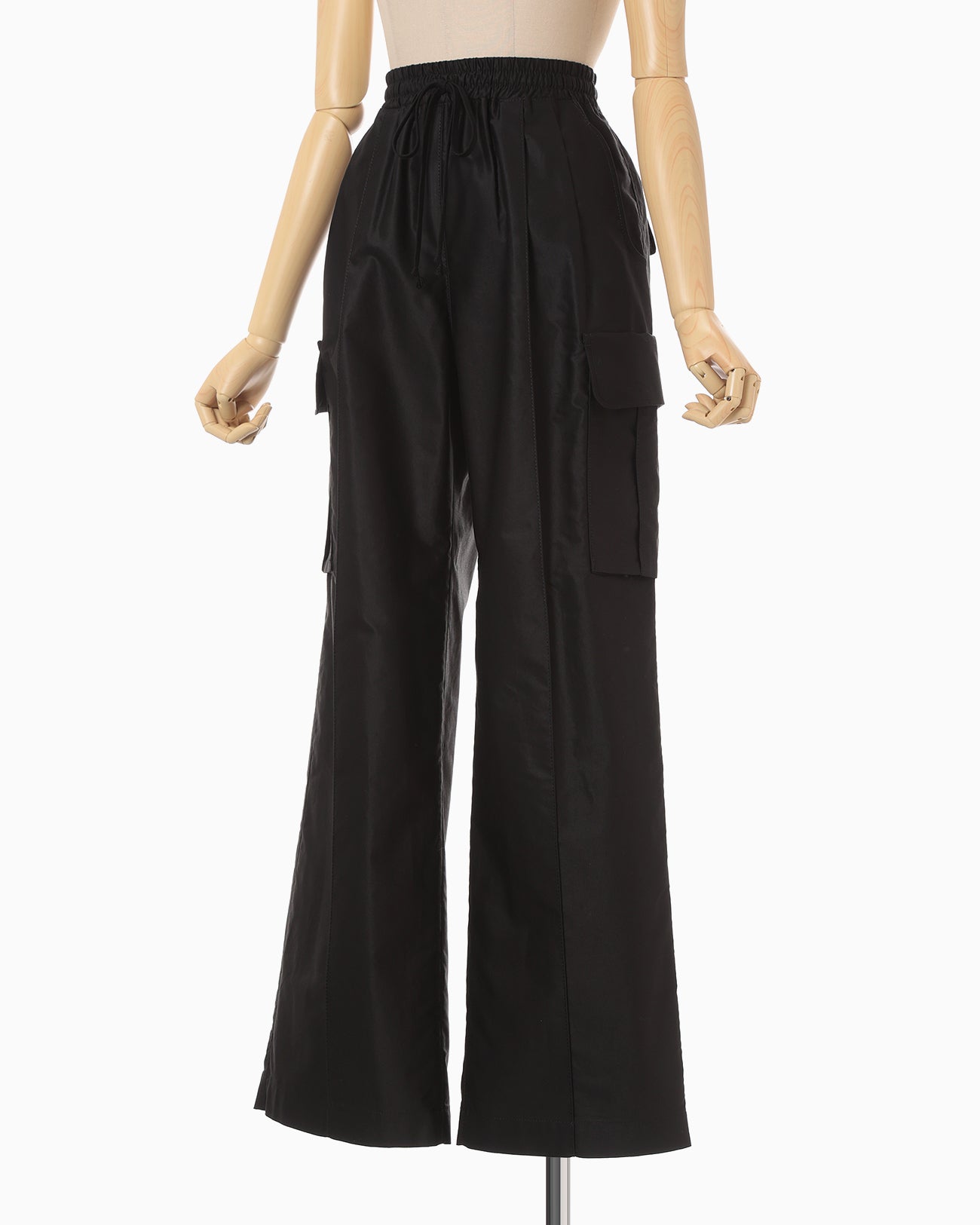 Cotton High Waisted Cargo Trousers - black - Mame Kurogouchi