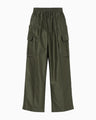 Cotton High Waisted Cargo Trousers - khaki