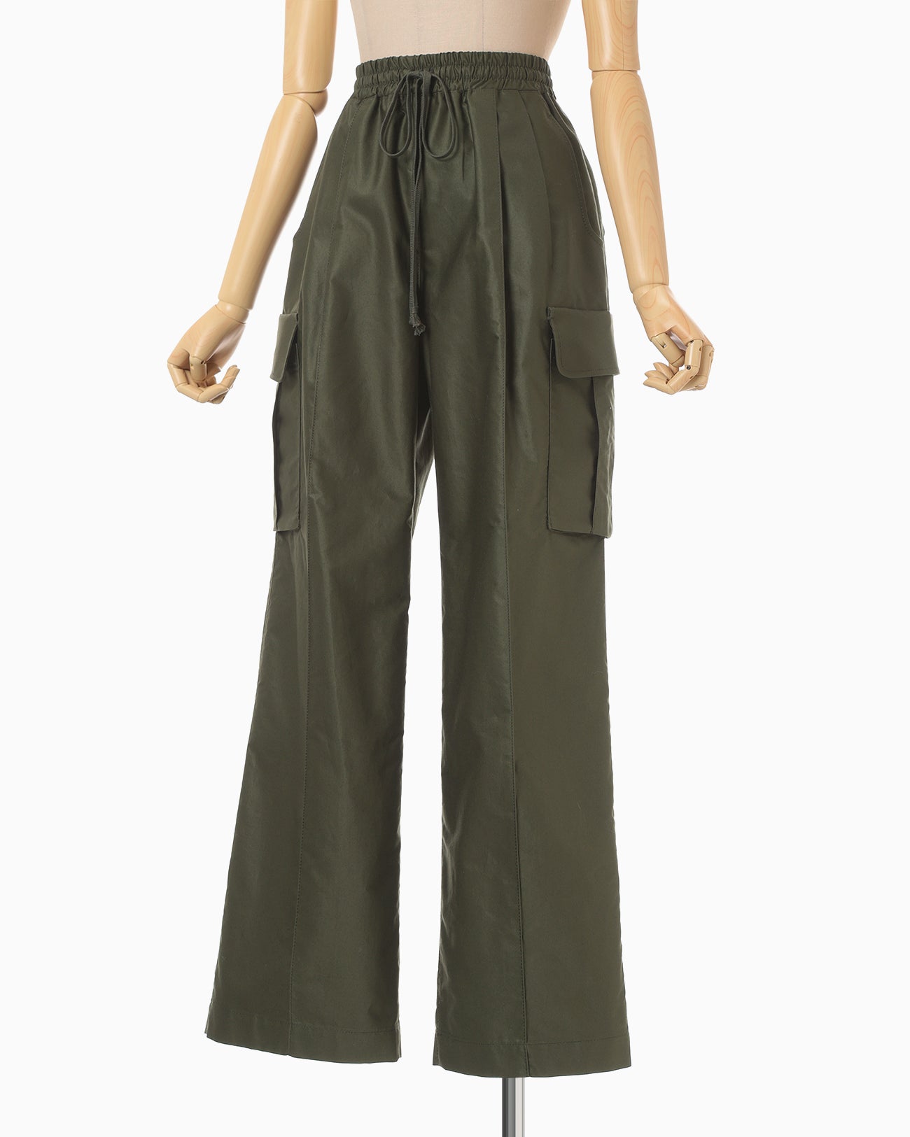 ムッチー Cotton High Waisted Cargo Trousers - khaki - Mame Kurogouchi