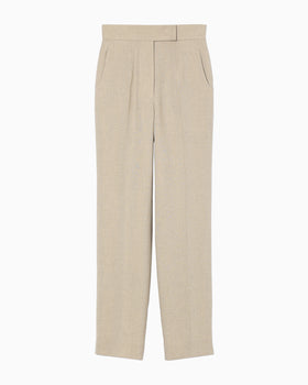 Triacetate Polyester Tapered Trousers - beige