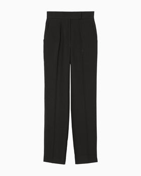 Triacetate Polyester Tapered Trousers - black
